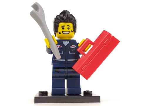LEGO® Collectible Minifigure Series 6 – Mechanic set w/Stand & Acces (col06-15) Complete Set with Stand & Accessories