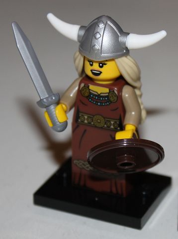 LEGO® Collectible Minifigure Series 7 – Viking Woman set w/Stand & Acces (col07-13) Complete Set with Stand & Accessories