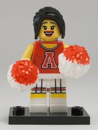 LEGO® Collectible Minifigure Series 8 – Red Cheerleader set w/Stand & Acces (col08-13) Complete Set with Stand & Accessories