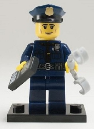 LEGO® Collectible Minifigure Series 9 – col09-6 Policeman set w/Stand & Acces Complete Set with Stand & Accessories