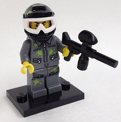 LEGO® Collectible Minifigure Series 10 – col10-9 Paintball Player set w/Stand & Acces Complete Set with Stand & Accessories