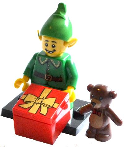 LEGO® Collectible Minifigure Series 11 – col11-7 Holiday Elf Set w/Stand & Access Complete Set with Stand & Accessories