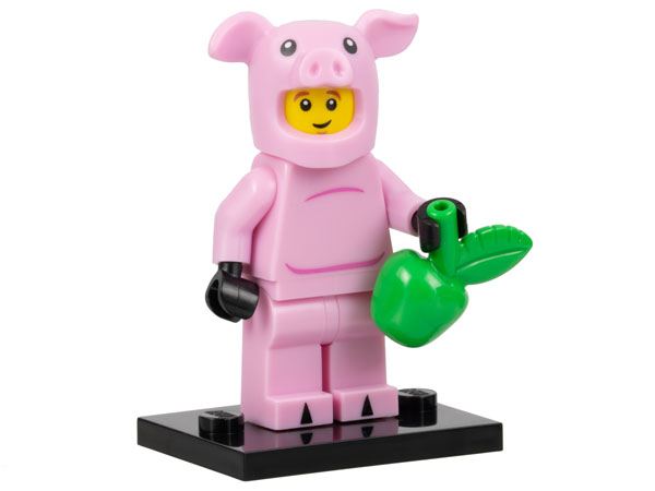 LEGO® Collectible Minifigure Series 12 – Piggy Guy Set w/Stand & Access (col12-14) Complete Set with Stand & Accessories