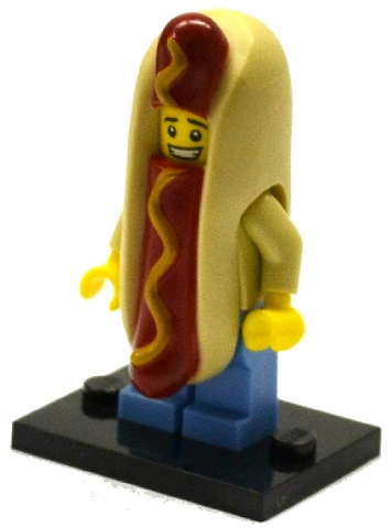 LEGO® Collectible Minifigure Series 13 – Hot Dog Man set w/Stand & Acces (col13-14) Complete Set with Stand & Accessories