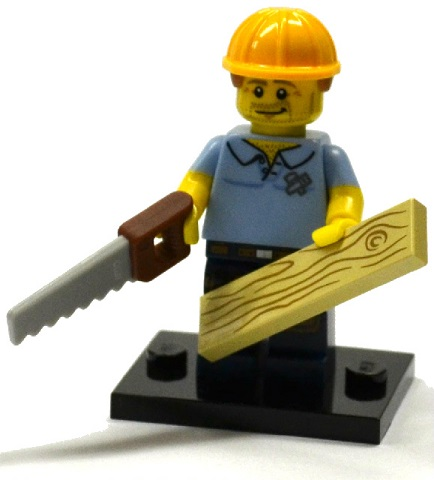 LEGO® Collectible Minifigure Series 13 – col13-9 Carpenter set w/Stand & Acces Complete Set with Stand & Accessories