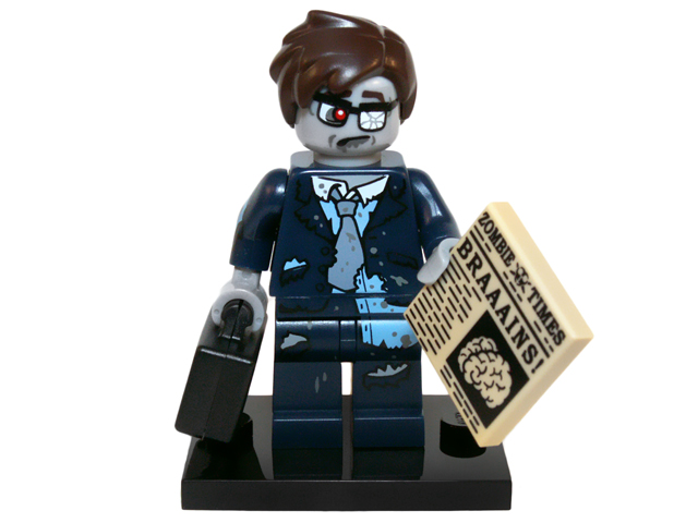 LEGO® Collectible Minifigure Series 14 – Zombie Businessman  set w/Stand & Acces (col14-13) Complete Set