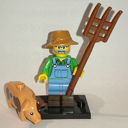 LEGO® Collectible Minifigure Series 15 – col15-1 Farmer set w/Stand & Acces Complete Set with Stand & Accessories