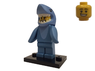 LEGO® Collectible Minifigure Series 15 – Shark Suit Guy set w/Stand & Acces (col15-13) Complete Set with Stand & Accessories