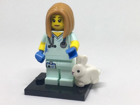 LEGO® Collectible Minifigure Series 17 – col17-5 Veterinarian set w/Stand & Acces Complete Set with Stand & Accessories