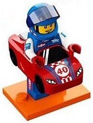 LEGO® Collectible Minifigure Series 18 – Race Car Guy set w/Stand & Acces (col18-13) Complete Set with Stand & Accessories
