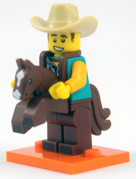LEGO® Collectible Minifigure Series 18 – Cowboy Costume Guy set w/Stand & Acces (col18-15) Complete Set