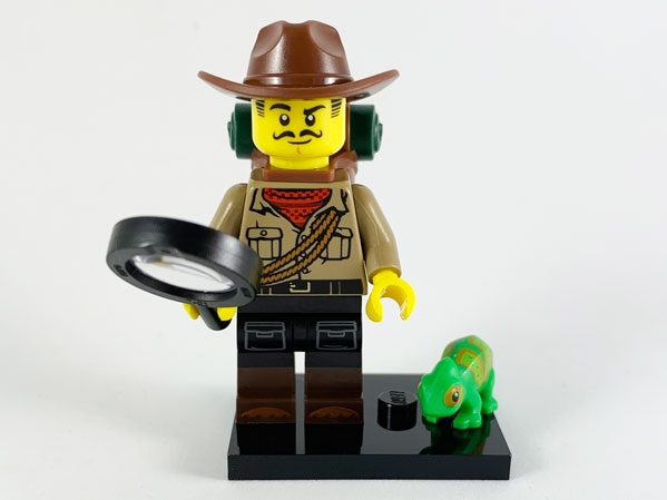LEGO® Collectible Minifigure Series 19 – col19-7 Jungle Explorer set w/Stand & Acces Complete Set with Stand & Accessories