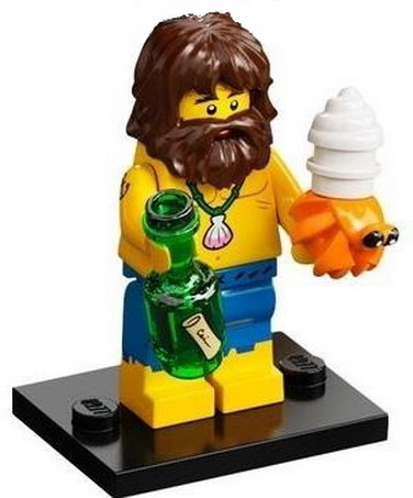 LEGO® Collectible Minifigure Series 21 – col21-3 Shipwreck Survivor set w/Stand & Acces Complete Set