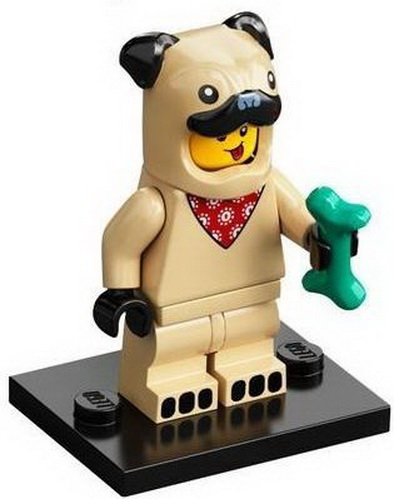 LEGO® Collectible Minifigure Series 21 – col21-5 Pug Costume Guy set w/Stand & Acces Complete Set with Stand & Accessories