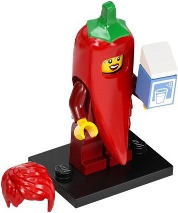 LEGO® Collectible Minifigure Series 22 – col22-2 Chili Costume Fan set w/Stand & Acces Complete Set with Stand & Accessories