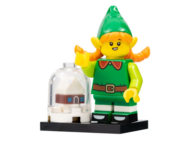LEGO® Collectible Minifigure Series 23 – col23-5 Holiday Elf set w/Stand & Acces Complete Set with Stand & Accessories