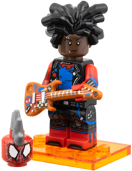 LEGO® Minifigure colspi-2 Hobie Brown / Spider-Punk, Spider-Man Across the Spider-Verse (Complete Set with Stand and Accessories)