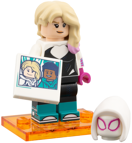 LEGO® Minifigure colspi-4 Gwen Stacy / Spider Gwen, Spider-Man Across the Spider-Verse (Complete Set with Stand and Accessories)