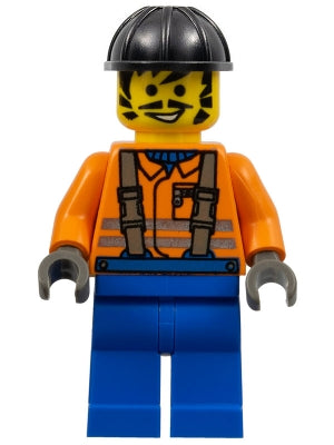 Preowned LEGO® Minifigure – Town con006 Construction Worker Orange Shirt Black Construction