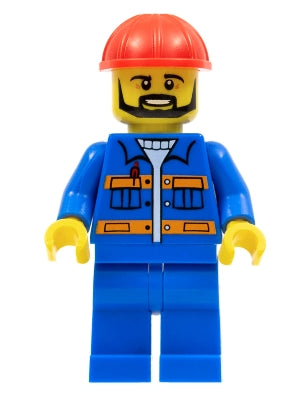 Preowned LEGO® Minifigure – Town con012 Blue Jacket w/Pockets and Orange Stripes Blue Legs