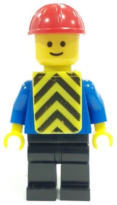 Preowned LEGO® Minifigure – Town con013 Plain Blue Torso w/Blue Arms Black Legs Red Constru