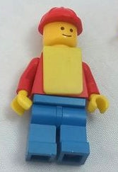 Preowned LEGO® Minifigure – Town con014 Plain Red Torso w/Red Arms Blue Legs Red Constructi