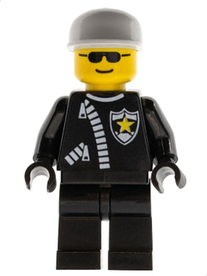 Preowned LEGO® Minifigure – Town cop006 Police Zipper w/Sheriff Star White Cap
