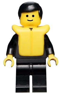 Preowned LEGO® Minifigure – Town cop016 Police Suit w/4 Buttons Black Legs Black Male Hair