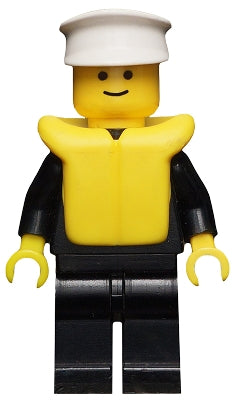 Preowned LEGO® Minifigure – Town cop017 Police Suit w/4 Buttons Black Legs White Hat Life J