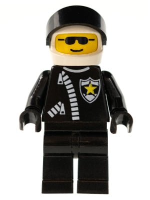 Preowned LEGO® Minifigure – Town cop019 Police Zipper w/Sheriff Star White Helmet Black Vis