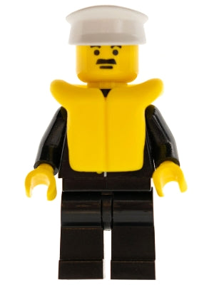 Preowned LEGO® Minifigure – Town cop021 Police Suit w/Sheriff Star Black Legs White Hat Lif