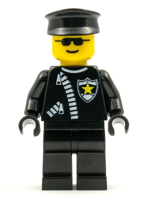 Preowned LEGO® Minifigure – Town cop025 Police Zipper w/Sheriff Star Black Hat