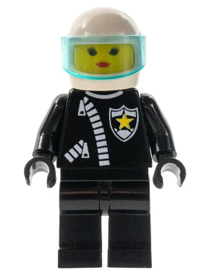 Preowned LEGO® Minifigure – Town cop029 Police Zipper w/Sheriff Star White Helmet Trans-Lig