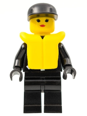 Preowned LEGO® Minifigure – Town cop031 Police Zipper w/Sheriff Star Black Cap Life Jacket
