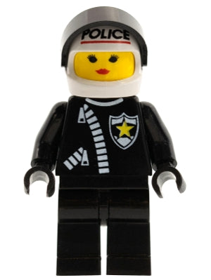 Preowned LEGO® Minifigure – Town cop040 Police Zipper w/Sheriff Star White Helmet w/Police