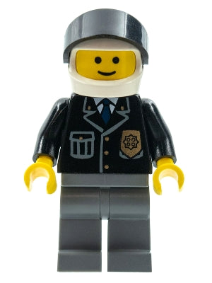 Preowned LEGO® Minifigure – Town cop049 Police City Suit w/Blue Tie and Badge Dark Bluish G