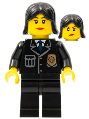 Preowned LEGO® Minifigure – Town cop053 Police City Suit w/Blue Tie and Badge Black Legs Bl