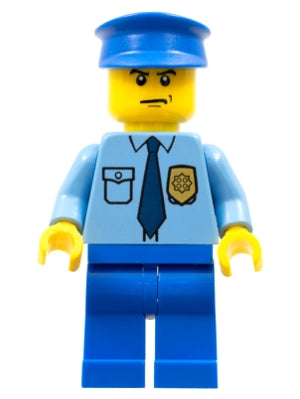 Preowned LEGO® Minifigure – Town cop054 Police City Shirt w/Dark Blue Tie and Gold Badge Bl
