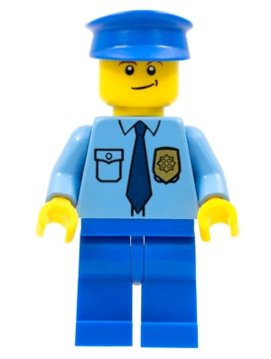 Preowned LEGO® Minifigure – Town cop055 Police City Shirt w/Dark Blue Tie and Gold Badge Bl