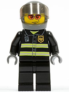 LEGO® Minifigure Town cty0003 Fire Reflective Stripes Black Legs Dark Bluish Gra