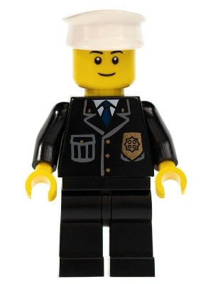Preowned LEGO® Minifigure – Town cty0005a Police City Suit w/Blue Tie and Badge Black Legs