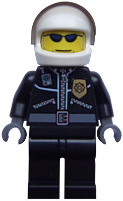 Preowned LEGO® Minifigure – Town cty0006 Police City Leather Jacket w/Gold Badge White Helm