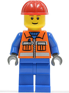 LEGO® Minifigure Town cty0009 Construction Worker Orange Zipper Safety Stripes B