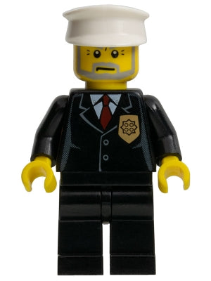 Preowned LEGO® Minifigure – Town cty0012 Police City Suit w/Red Tie and Badge Black Legs Wh
