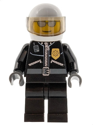 Preowned LEGO® Minifigure – Town cty0027 Police City Leather Jacket w/Gold Badge White Helm