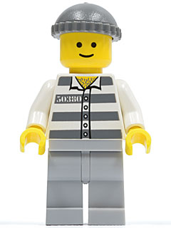 Preowned LEGO® Minifigure – Town cty0028 Police Jail Prisoner 50380 Prison Stripes Light Bl