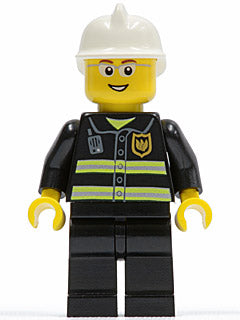 Preowned LEGO® Minifigure – Town cty0056 Fire Reflective Stripes Black Legs White Fire Helm