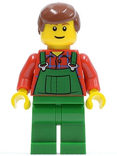 Preowned LEGO® Minifigure – Town cty0058b Overalls Farmer Green Reddish Brown Male Hair Red