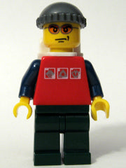Preowned LEGO® Minifigure – Town cty0066 Red Shirt w/3 Silver Logos Dark Blue Arms Orange G