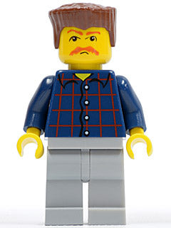 Preowned LEGO® Minifigure – Town cty0082 Plaid Button Shirt Light Bluish Gray Legs Reddish
